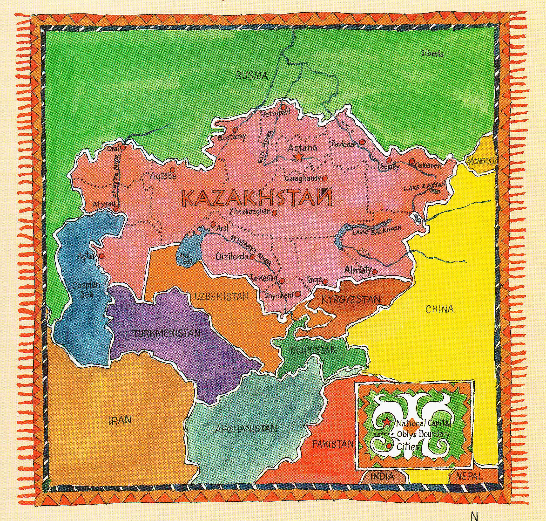 Пояса карта казахстана
